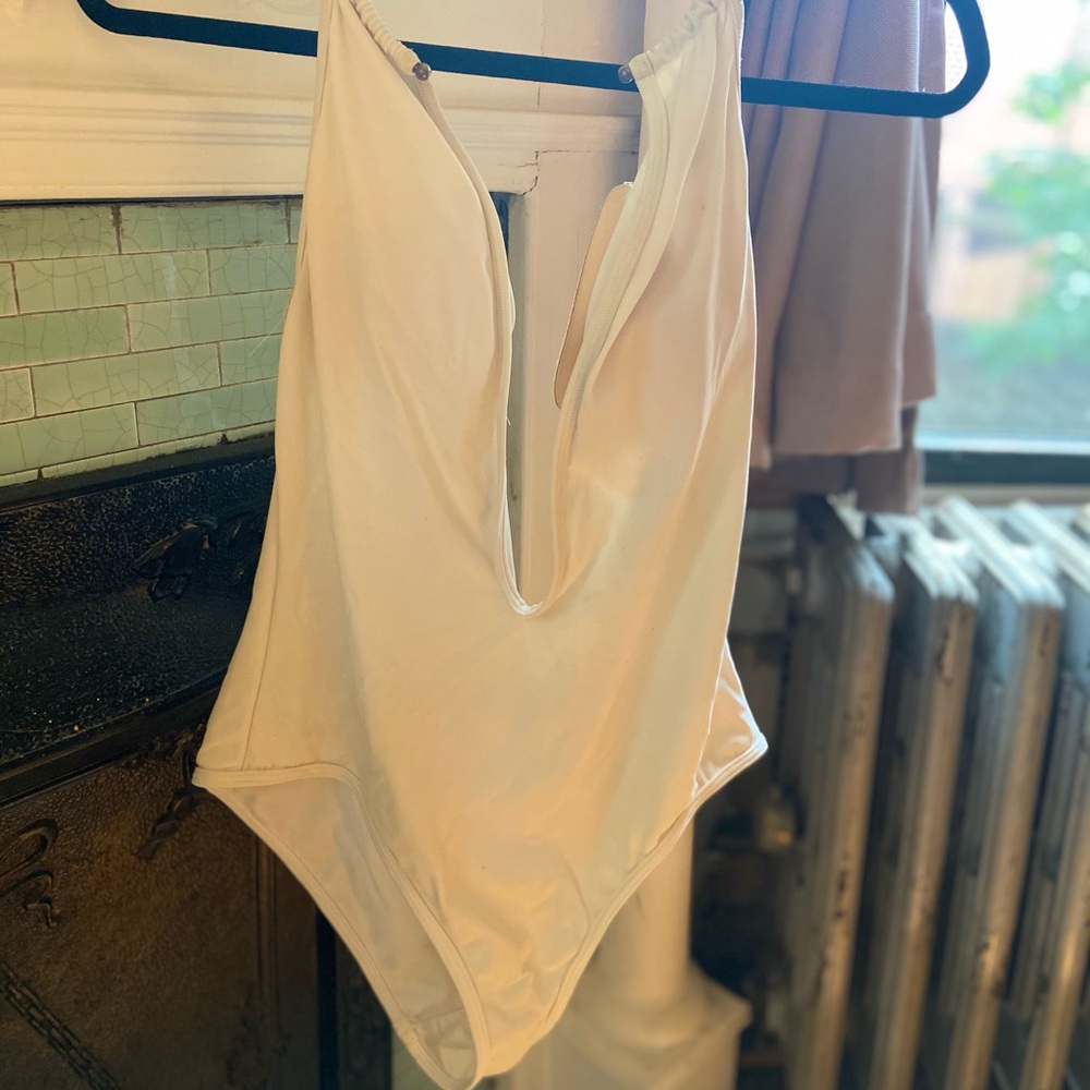 Plunging one piece swimsuit